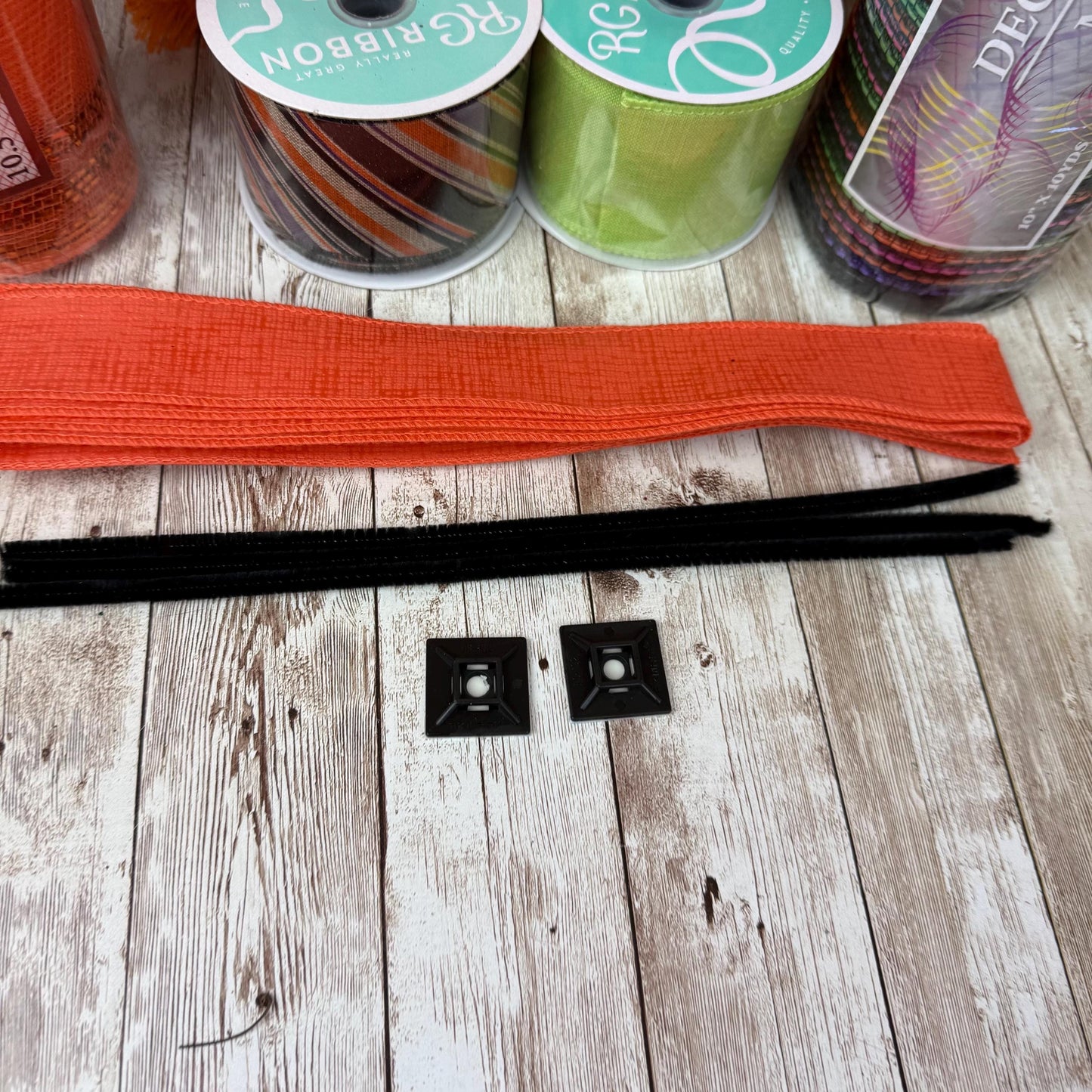 Large Happy Halloween Wreath Kit, Pumpkin Mesh Wreath Kit, DIY Halloween Front Door Decor, Orange Purple and Green Ribbon Mesh Sign Bundle