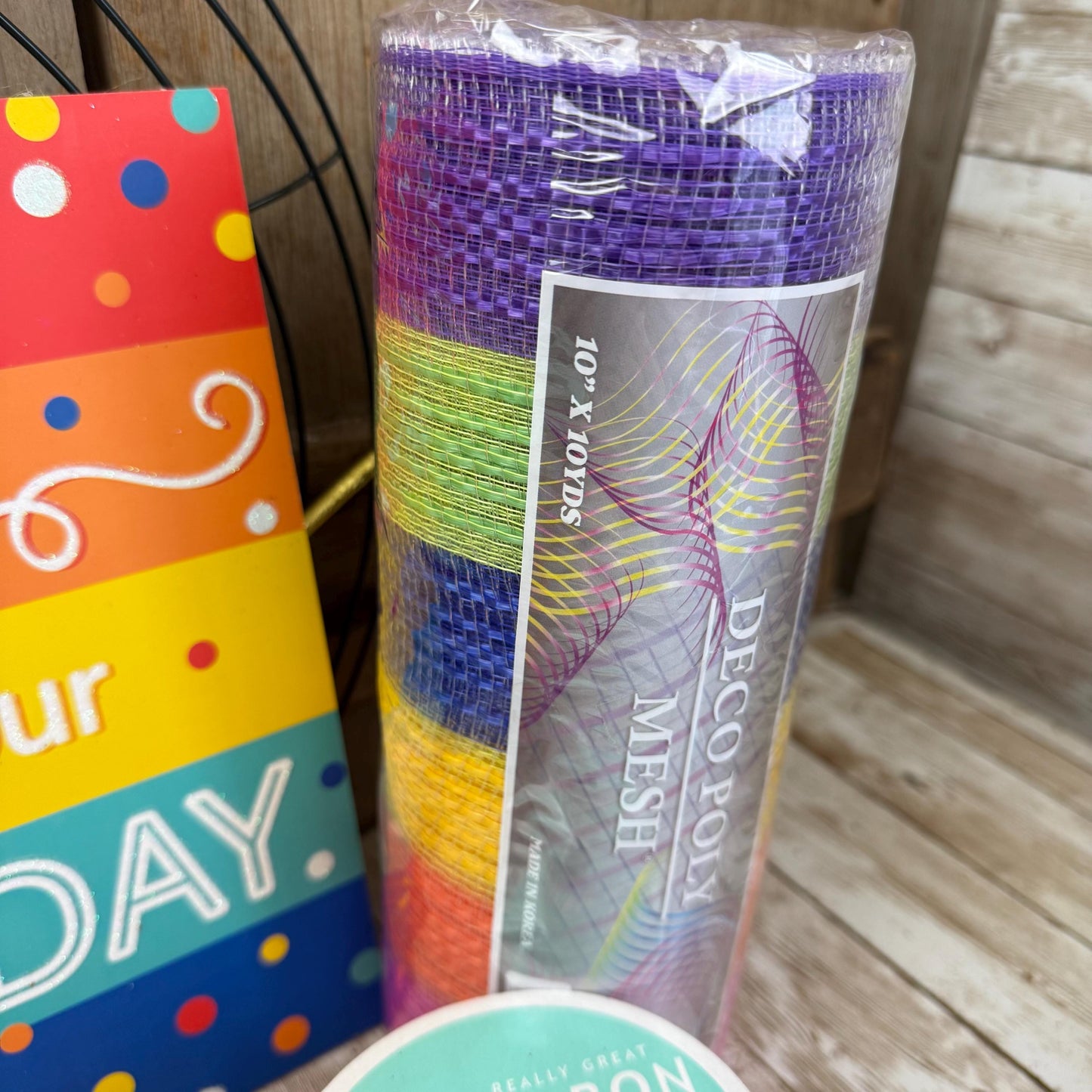 Birthday Wreath Kit, Thin Celebration Wreath Kit, DIY Party Like It’s Your Birthday Sign Mesh and Ribbon Bundle, Birthday Party Decoration