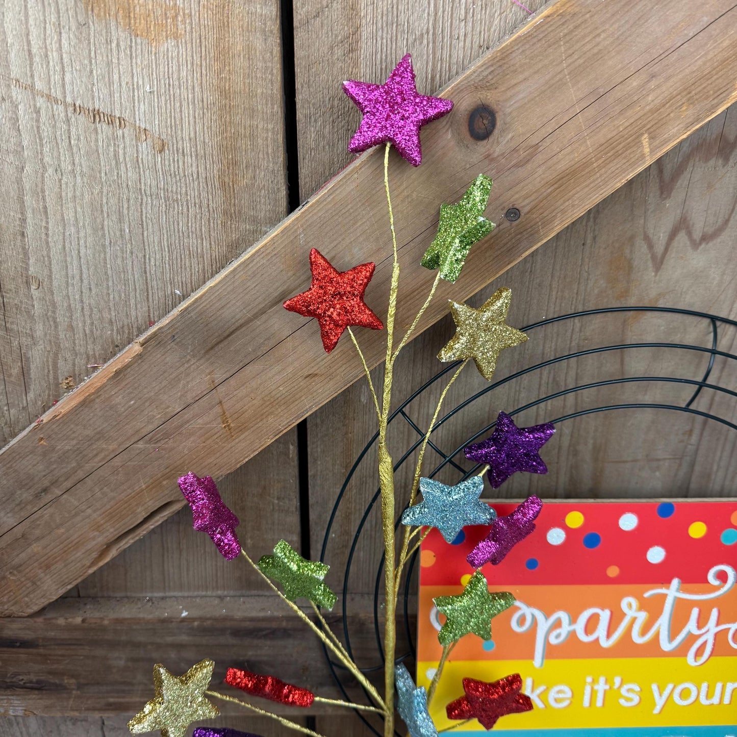 Birthday Wreath Kit, Thin Celebration Wreath Kit, DIY Party Like It’s Your Birthday Sign Mesh and Ribbon Bundle, Birthday Party Decoration
