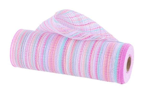 10” by 10 Yards Vertical Multicolor Stripe Mesh: Pink Fuschia Lavender Blue White, Wreathmaking Supplies, RE1369XY