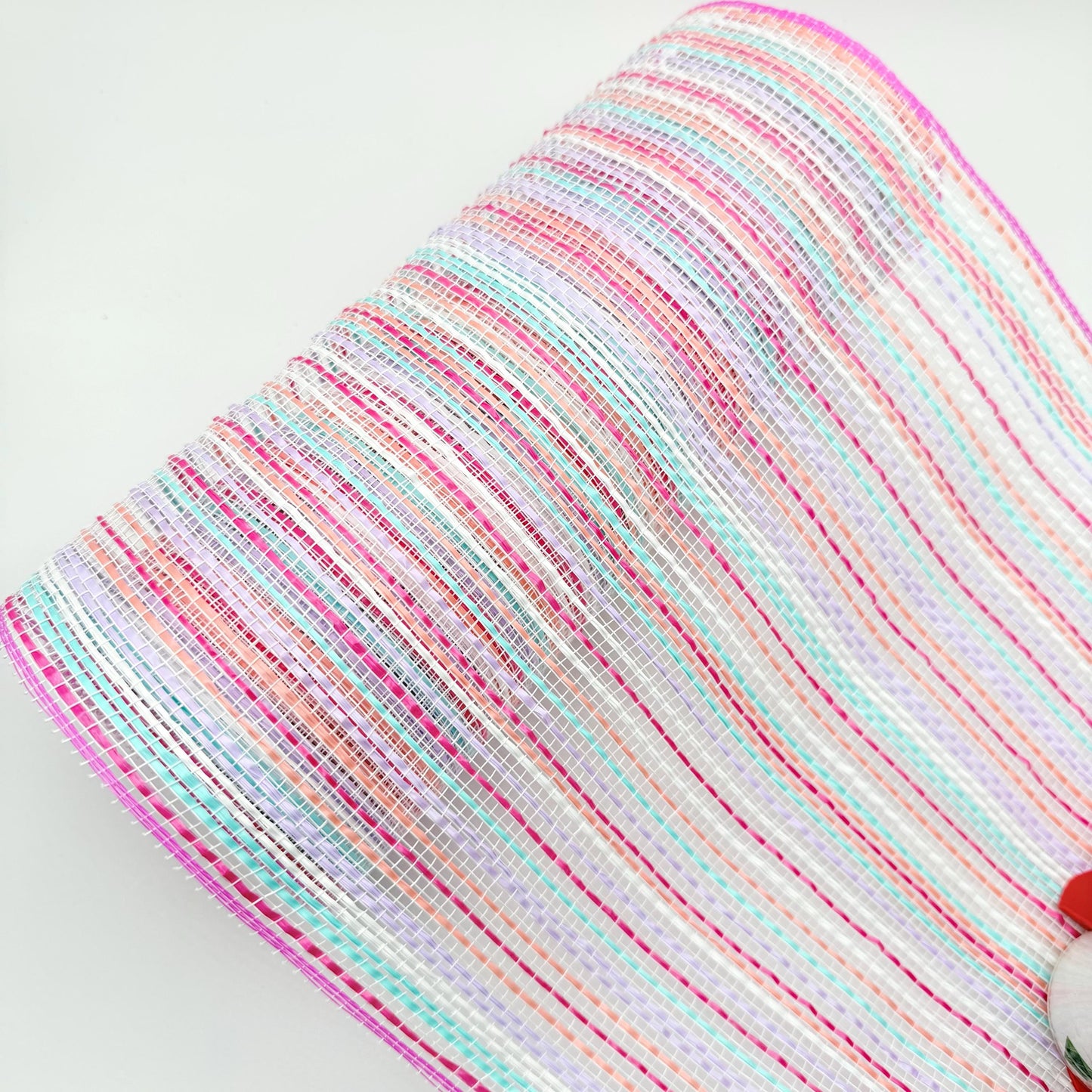 10” by 10 Yards Vertical Multicolor Stripe Mesh: Pink Fuschia Lavender Blue White, Wreathmaking Supplies, RE1369XY