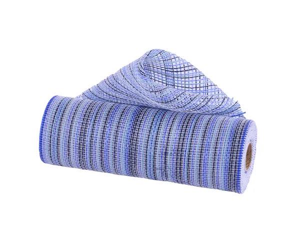 10” by 10 Yards Vertical Multicolor Stripe Mesh: Navy Royal Smoke Blue and White, Wreathmaking Supplies, Patriotic and Spring Mesh, RE1369YA