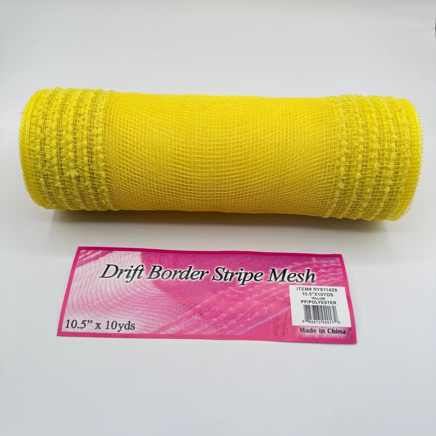 10” by 10 Yards Drift Wide Border Mesh: Yellow, Wreathmaking Supplies, Easter or Summer Mesh, Yellow Mesh Ribbon for Wreaths, RY811429