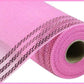 10” by 10 Yards Metallic Border Stripe Mesh: Pink, Wreathmaking Supplies, Halloween or Easter Mesh, Pink Mesh Ribbon for Wreaths, RE850222