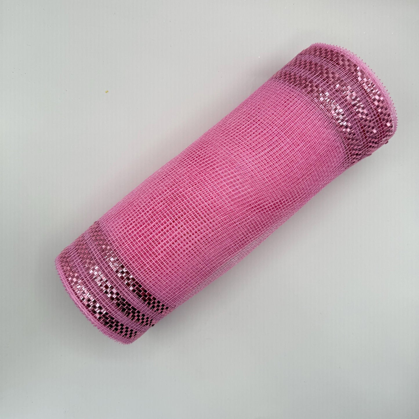 10” by 10 Yards Metallic Border Stripe Mesh: Pink, Wreathmaking Supplies, Halloween or Easter Mesh, Pink Mesh Ribbon for Wreaths, RE850222