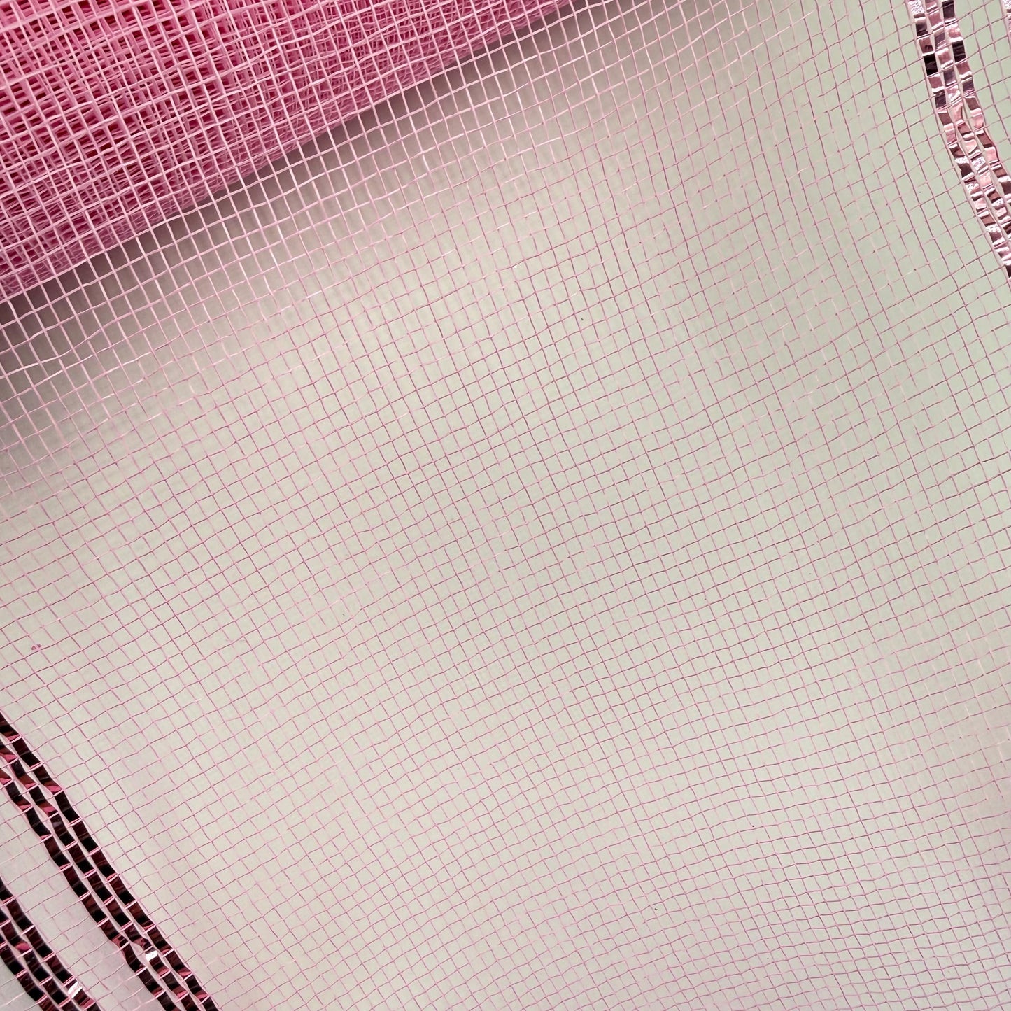 10” by 10 Yards Metallic Border Stripe Mesh: Pink, Wreathmaking Supplies, Halloween or Easter Mesh, Pink Mesh Ribbon for Wreaths, RE850222