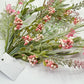 24"L Fabric Flower/EVA Leaf/Beads Spray: Pink, Pink Greenery Stem, Greenery Filler Bush with Leaves Buds and Pink Berries, 60919, FH807115