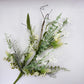 24"L Fabric Flower/EVA Leaf/Beads Spray: White, White Greenery Stem, Greenery Filler Bush with Leaves Buds  White Berries, 60919, FH807127