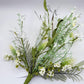 24"L Fabric Flower/EVA Leaf/Beads Spray: White, White Greenery Stem, Greenery Filler Bush with Leaves Buds  White Berries, 60919, FH807127