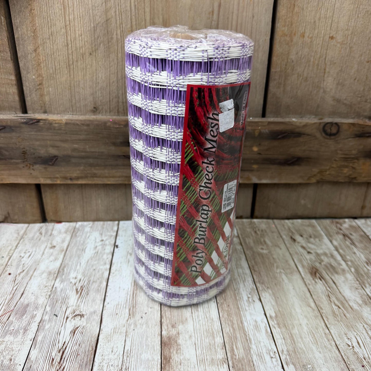 Cream and Lavender Poly Burlap Check Mesh: 10" x 10 yds Wreath Supply, Wreathmaking Mesh, Easter and Spring Pastel Mesh, Petal Wreath Ribbon