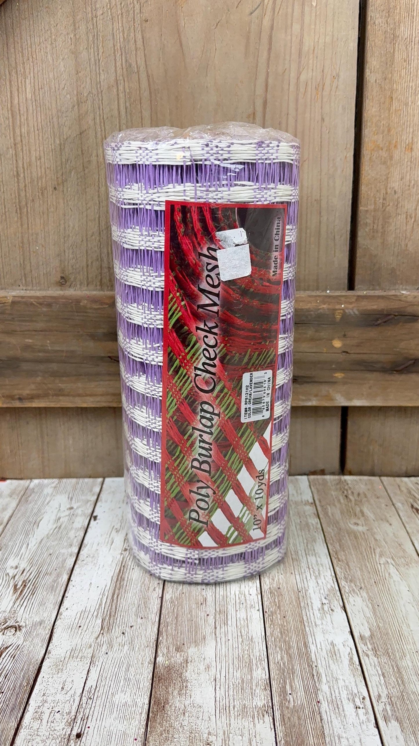 Cream and Lavender Poly Burlap Check Mesh: 10" x 10 yds Wreath Supply, Wreathmaking Mesh, Easter and Spring Pastel Mesh, Petal Wreath Ribbon