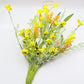 24"L Fabric Flower/EVA Leaf/Beads Spray: Yellow, Spring Greenery Stem, Easter Filler Bush with Leaves Buds Yellow Berries, 60919, FH807129