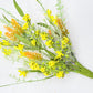 24"L Fabric Flower/EVA Leaf/Beads Spray: Yellow, Spring Greenery Stem, Easter Filler Bush with Leaves Buds Yellow Berries, 60919, FH807129