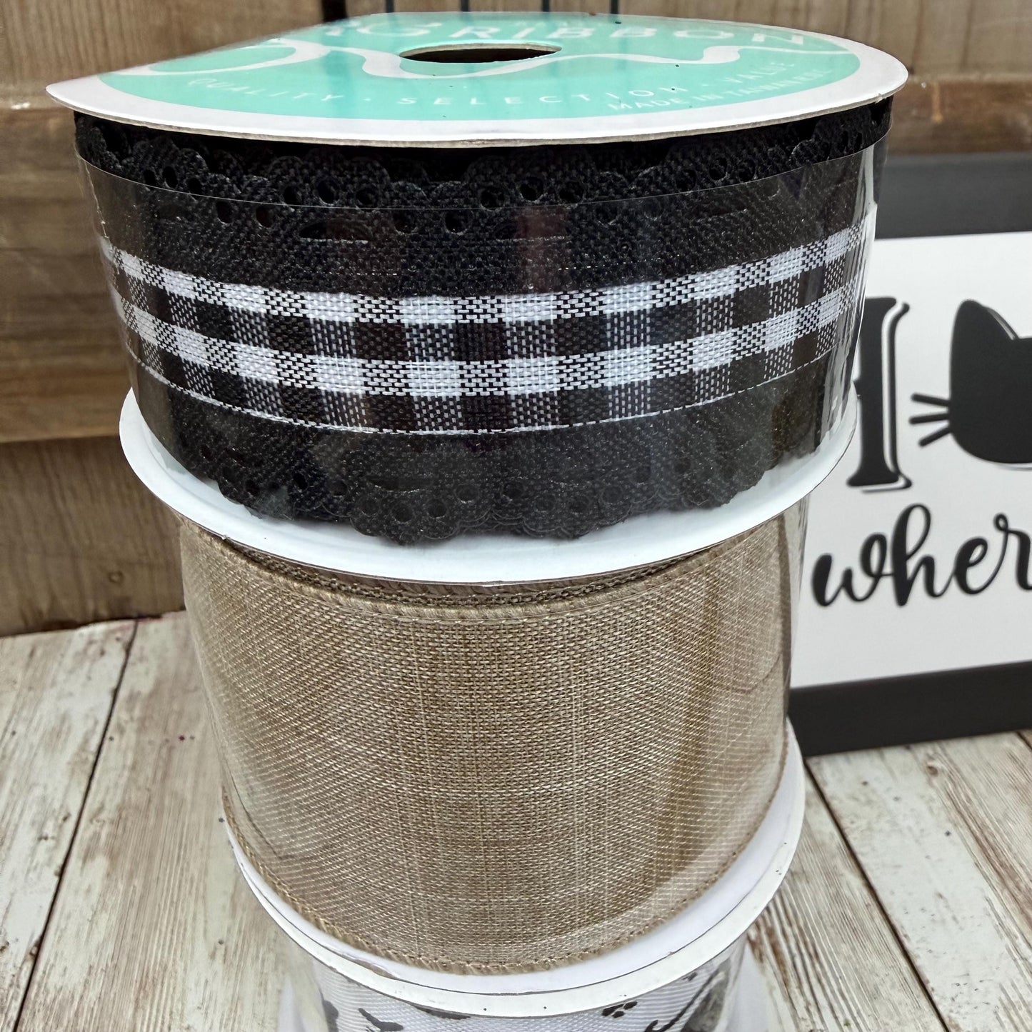 Cat Themed Thin Wreath Kit, Home Is Where My Cat Is, Farmhouse DIY Storm Door Wreath Kit, Cat Mom or Dad Gift, Kitty Decoration, Cat Decor