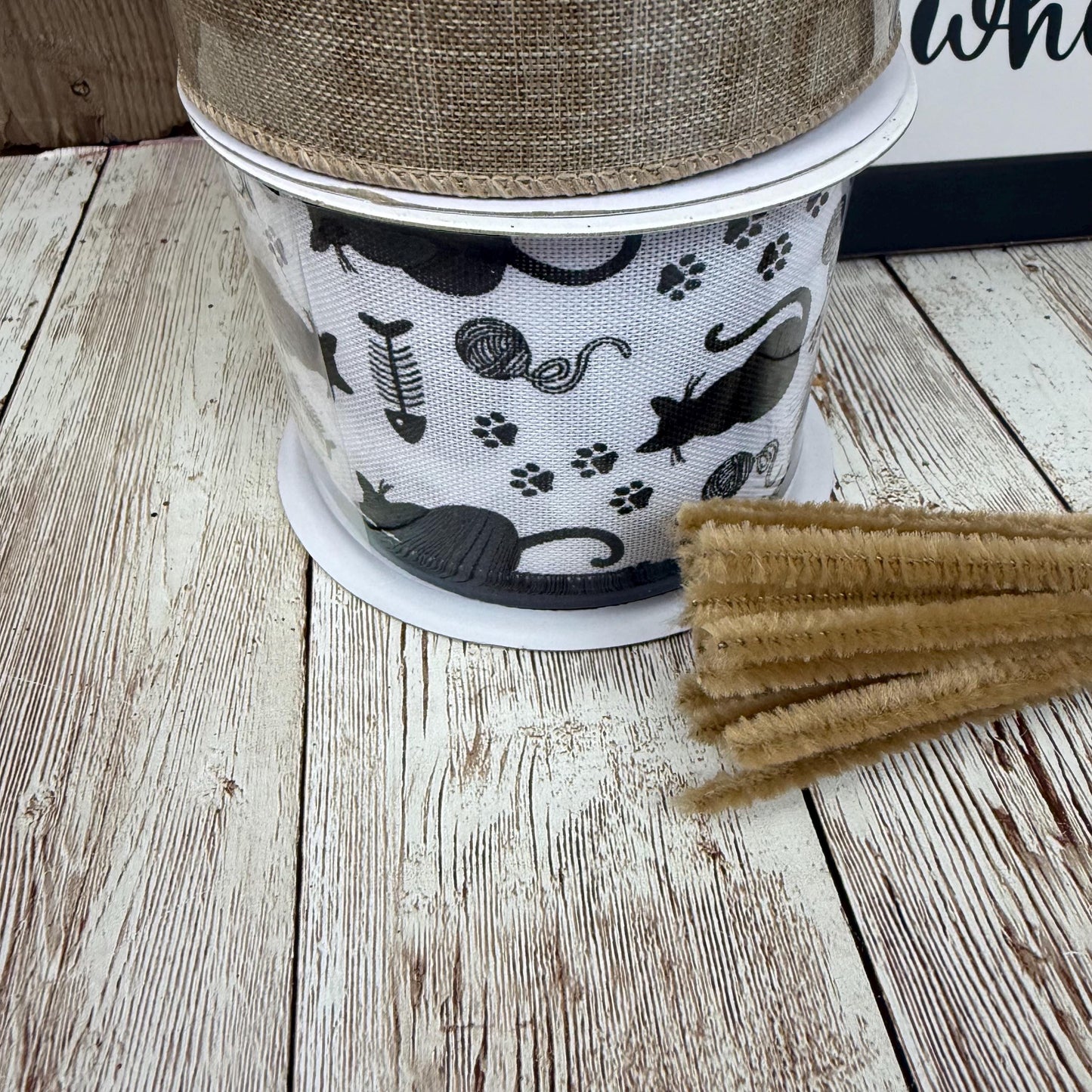 Cat Themed Thin Wreath Kit, Home Is Where My Cat Is, Farmhouse DIY Storm Door Wreath Kit, Cat Mom or Dad Gift, Kitty Decoration, Cat Decor