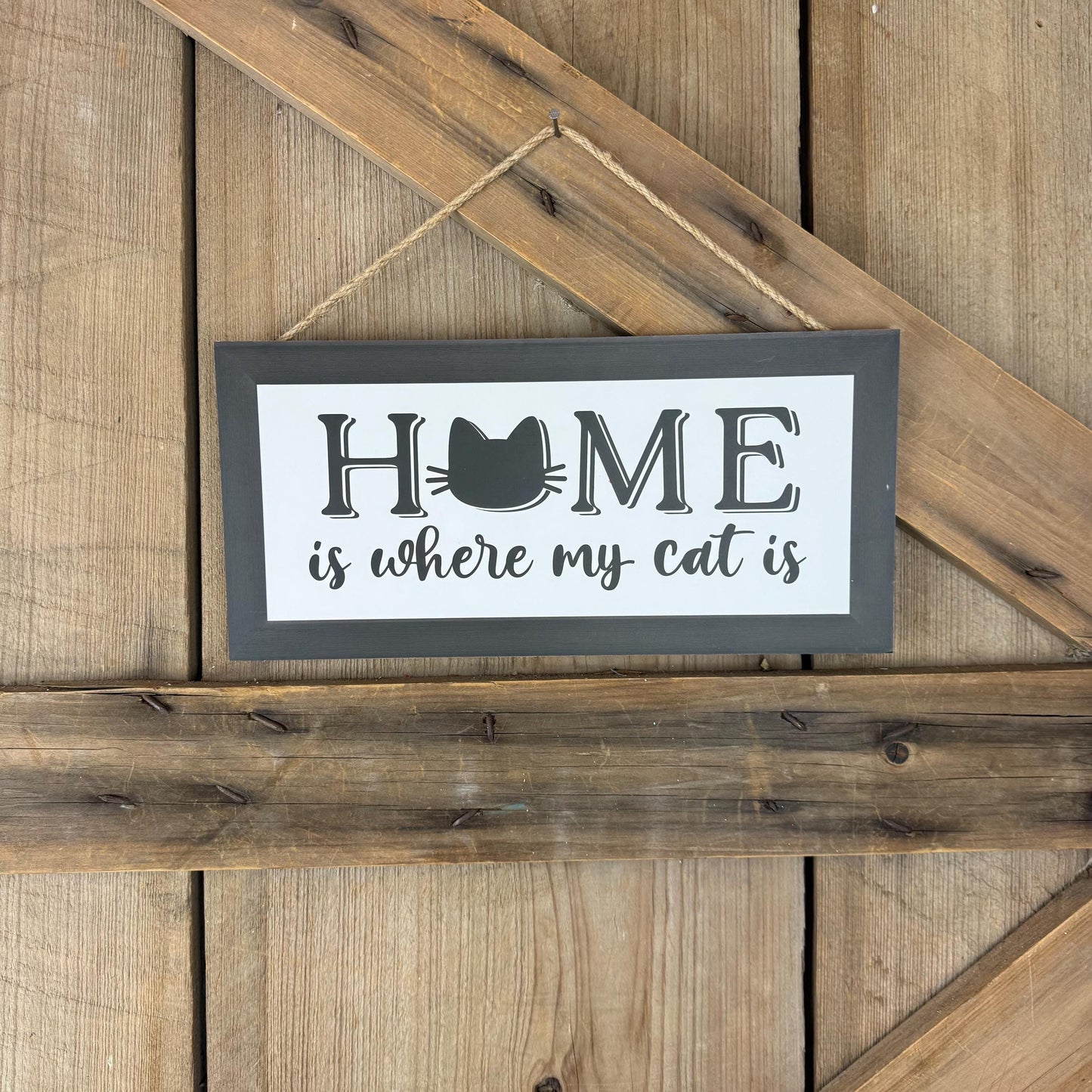 Cat Themed Thin Wreath Kit, Home Is Where My Cat Is, Farmhouse DIY Storm Door Wreath Kit, Cat Mom or Dad Gift, Kitty Decoration, Cat Decor