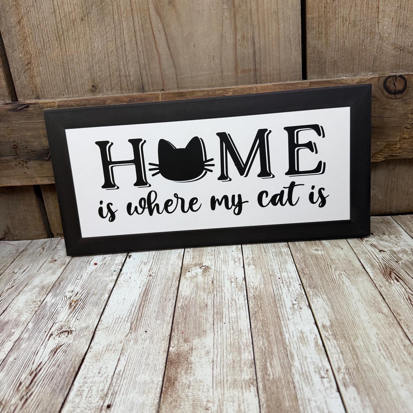 Cat Themed Thin Wreath Kit, Home Is Where My Cat Is, Farmhouse DIY Storm Door Wreath Kit, Cat Mom or Dad Gift, Kitty Decoration, Cat Decor