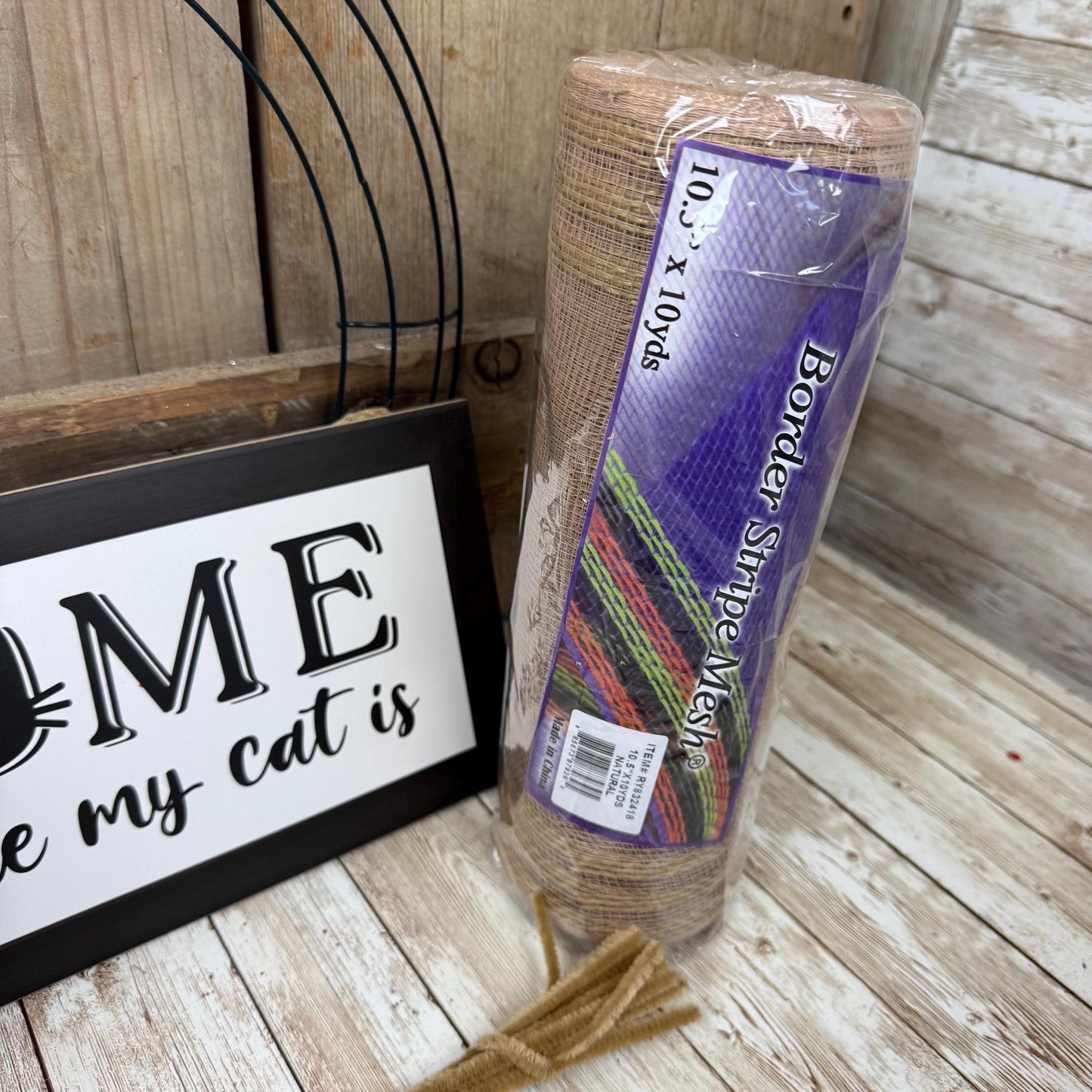 Cat Themed Thin Wreath Kit, Home Is Where My Cat Is, Farmhouse DIY Storm Door Wreath Kit, Cat Mom or Dad Gift, Kitty Decoration, Cat Decor