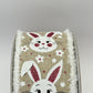 Easter Bunny Wired Ribbon: 2.5" x 10yd, Easter Wreath Supply, Natural Beige Easter Ribbon, White Bunny Face with Pink Ears Bowmaking Ribbon