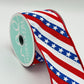 Red White and Blue Diagonal Stripe Wired Ribbon, Stars & Stripes Fourth of July Wreath Supply, Patriotic Ribbon 2.5” by 10 yards, RGE105727