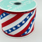 Red White and Blue Diagonal Stripe Wired Ribbon, Stars & Stripes Fourth of July Wreath Supply, Patriotic Ribbon 2.5” by 10 yards, RGE105727