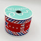 Red White and Blue USA on Diagonal Stripes Wired Ribbon, Fourth of July Wreath Supply, Patriotic Royal Ribbon 2.5” by 10 yards, RGE163127