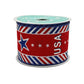 Red White and Blue USA on Diagonal Stripes Wired Ribbon, Fourth of July Wreath Supply, Patriotic Royal Ribbon 2.5” by 10 yards, RGE163127