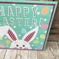 Happy Easter Sign, Pastel Bunny and Easter Eggs Wreath Sign, Mint Green Rabbit Door Hanger, Easter Bunny with Pink Glitter Ears Wall Decor