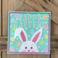 Happy Easter Sign, Pastel Bunny and Easter Eggs Wreath Sign, Mint Green Rabbit Door Hanger, Easter Bunny with Pink Glitter Ears Wall Decor