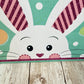 Happy Easter Sign, Pastel Bunny and Easter Eggs Wreath Sign, Mint Green Rabbit Door Hanger, Easter Bunny with Pink Glitter Ears Wall Decor