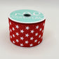 Red with White Stars Wired Ribbon, Fourth of July Wreath Supply, Independence Day Bowmaking, Patriotic Ribbon 2.5” by 10 yards, RGE111524