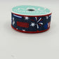 Navy Blue Rockets Wired Ribbon, Fourth of July Wreath Supply, Independence Day Bowmaking, Patriotic Ribbon 1.5” by 10 yards, RGE119919