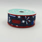 Navy Blue Rockets Wired Ribbon, Fourth of July Wreath Supply, Independence Day Bowmaking, Patriotic Ribbon 1.5” by 10 yards, RGE119919