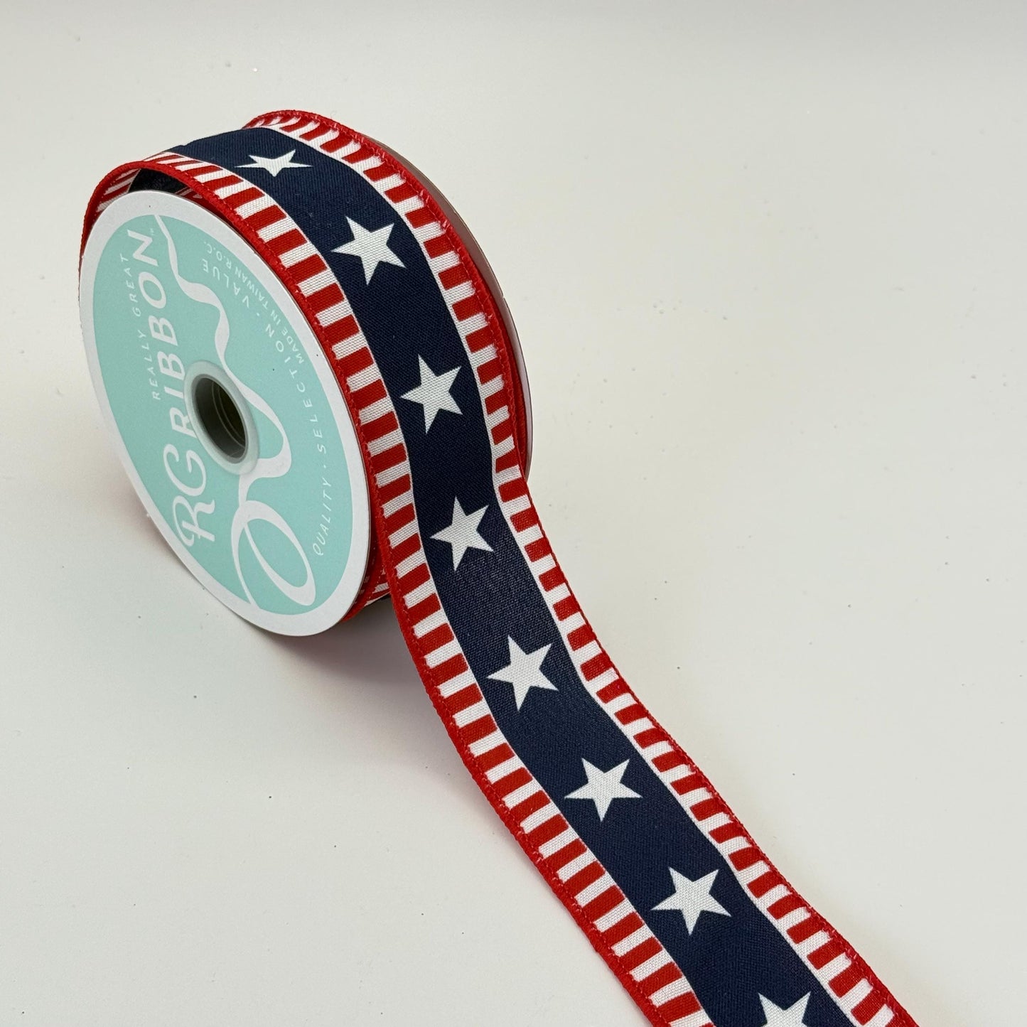 Red White Blue Stars and Stripes Wired Ribbon, Fourth of July Wreath Supply, Independence Day Patriotic Ribbon 1.5” by 10 yards, RGE1079A1