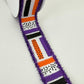 Halloween Brush Stroke Wired Ribbon, Orange Purple Stripe Wreath Supply, White Ribbon with Purple Tinsel Edge 1.5” by 10 yards, RG089265F