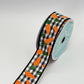 Carrot Wired Ribbon: 1.5" x 10yd, Easter Wreath Supply, Black and White Checkered Easter Ribbon with Orange Carrots, Easter Bow Ribbon