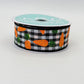 Carrot Wired Ribbon: 1.5" x 10yd, Easter Wreath Supply, Black and White Checkered Easter Ribbon with Orange Carrots, Easter Bow Ribbon