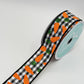 Carrot Wired Ribbon: 1.5" x 10yd, Easter Wreath Supply, Black and White Checkered Easter Ribbon with Orange Carrots, Easter Bow Ribbon