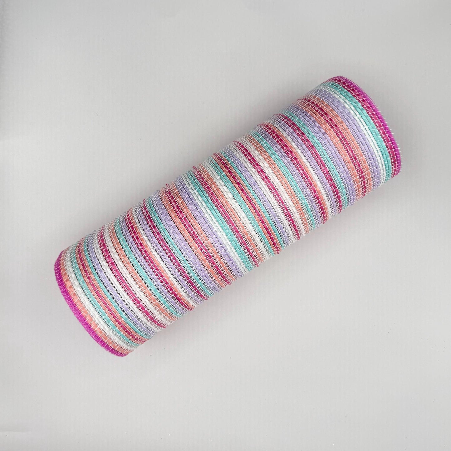 10” by 10 Yards Vertical Multicolor Stripe Mesh: Pink Fuschia Lavender Blue White, Wreathmaking Supplies, RE1369XY