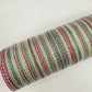 10” by 10 Yards Vertical Multicolor Stripe Mesh: Burgundy Hunter Sage Green and Cream,  Wreathmaking Supplies, Christmas Mesh, RE1369YH