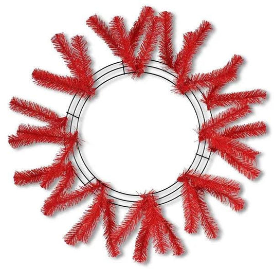 Red Wreath Frame, 15” Wire” 25” OAD Work Wreath Frame: Red, Red Wreath Base with 18 Ties, Wreath Supplies, XX748824