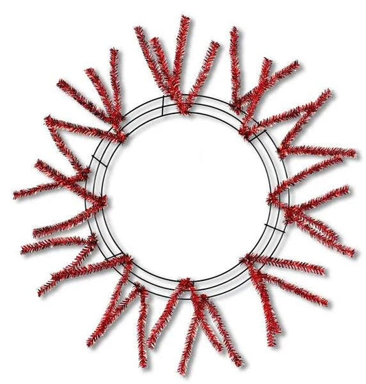 Red Metallic Pencil Wreath Frame, 15” Wire” 25” OAD Pencil Work Frame: Red Metallic, Wreath Base 18 Thin Ties, Wreath Supplies, XX751124
