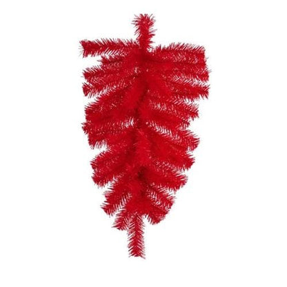 Red Wreath Swag, 24” Teardrop Swag with 55 Tips: Red, Red Swag Base for Christmas or Fourth of July, Long Wreath, Wreath Supplies, XX930524