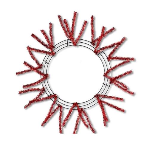 Red Metallic Pencil Wreath Frame, 15” Wire” 25” OAD Pencil Work Frame: Red Metallic, Wreath Base 18 Thin Ties, Wreath Supplies, XX751124