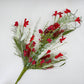 24"L Fabric Flower/EVA Leaf/Beads Spray: Red, Patriotic Greenery Stem, Christmas or Valentines Day Greenery Filler Bush, 60919, FH807124