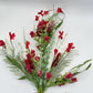 24"L Fabric Flower/EVA Leaf/Beads Spray: Red, Patriotic Greenery Stem, Christmas or Valentines Day Greenery Filler Bush, 60919, FH807124