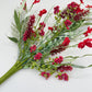 24"L Fabric Flower/EVA Leaf/Beads Spray: Red, Patriotic Greenery Stem, Christmas or Valentines Day Greenery Filler Bush, 60919, FH807124