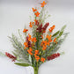 24"L Fabric Flower/EVA Leaf/Beads Spray: Orange, Easter Greenery Stem, Spring Summer Fall Greenery Filler Bush, 60919, FH807120