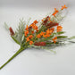24"L Fabric Flower/EVA Leaf/Beads Spray: Orange, Easter Greenery Stem, Spring Summer Fall Greenery Filler Bush, 60919, FH807120