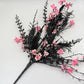 24"L Fabric Flower/EVA Leaf/Beads Spray: Black and Pink, Halloween Greenery Stem, Trendy Witch Pumpkin Greenery Filler Bush, 60919, FH807156